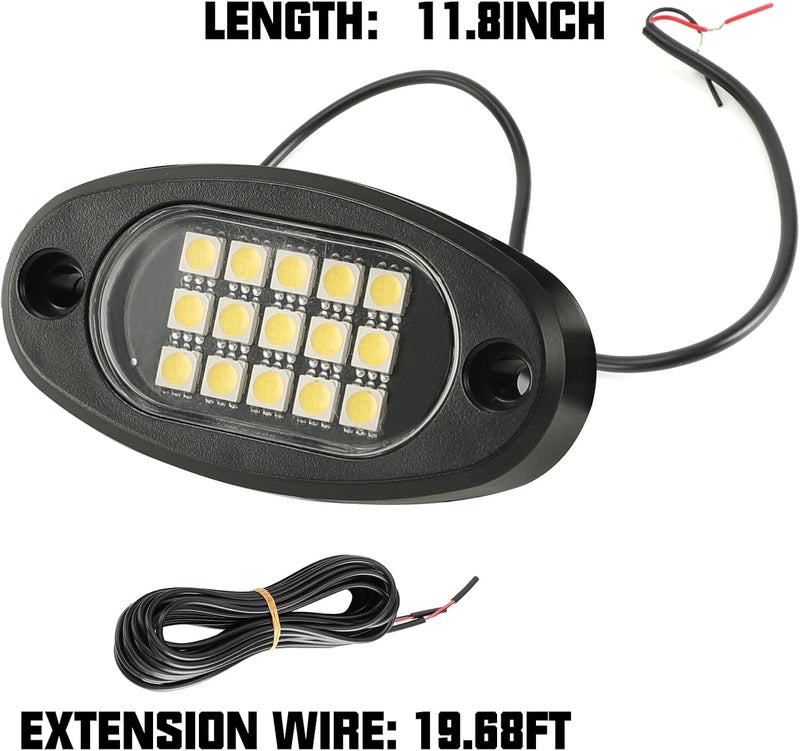 Winunite 4 Pods White Rock Lights 6000K Pure White UnderGlow Light with Extension Wires, IP67 Waterproof for Trailer Off Road Trucks Sedans SUV ATV UTV Boats - Image 4